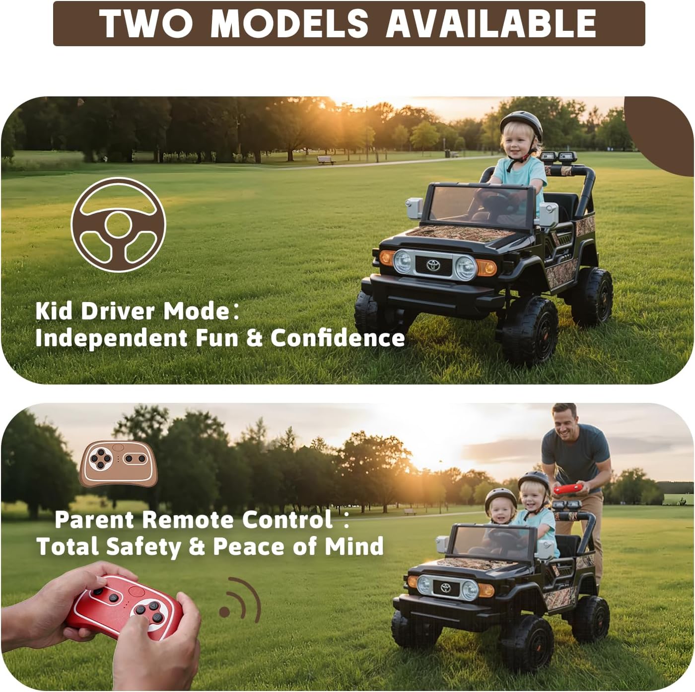 SaveJoy 24V 2 Seater Ride on Toys for Toddlers, TOYOTA FJ