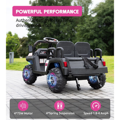SaveJoy 24V 4 Seater Powered Ride on Car with Parent Remote Control, Electric Car Ride on Toys, Ages 3-8 Gifts