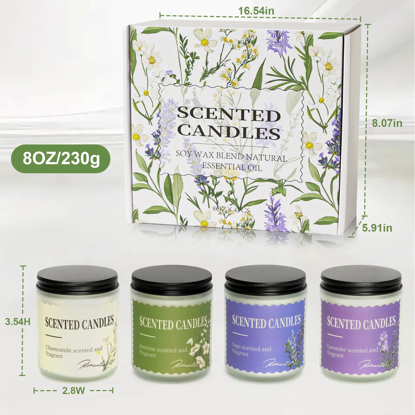 ORFELD Scented Candles Set, 4 Pack 32oz Soy Candles for Home Scented, Gifts for Women Men