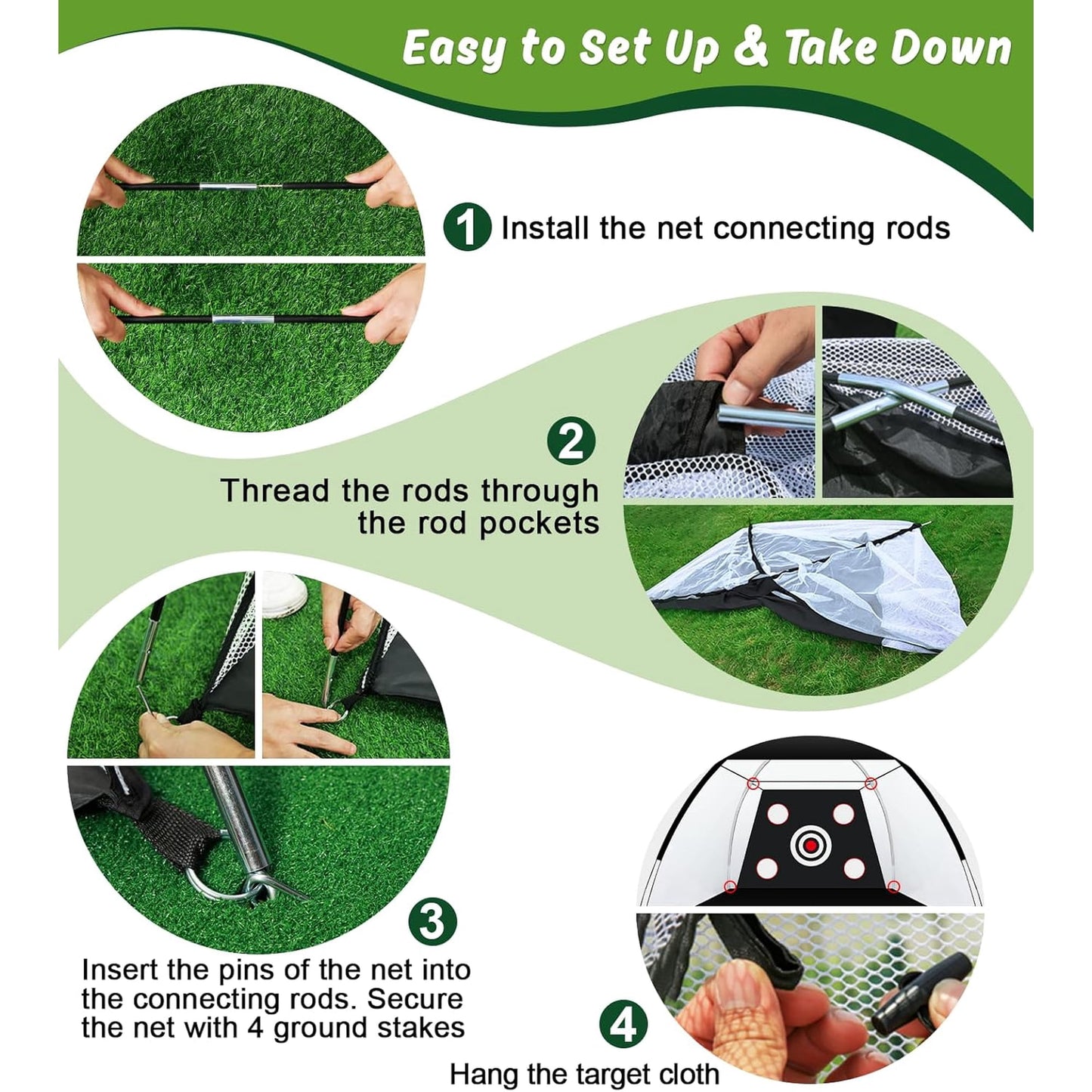 ORFELD Golf Net with Practice Mat, Golf Hitting Aid Nets 10x7FT for Backyard Driving Chipping Training Swing, Gifts for Men Dad and Golfer