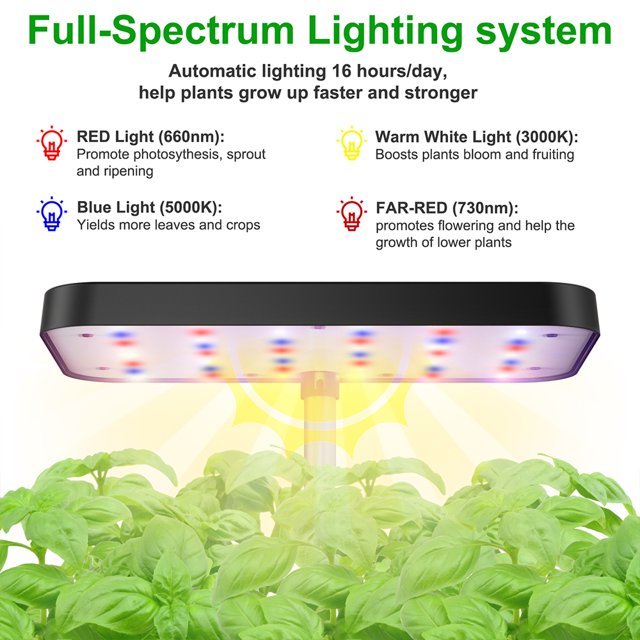 8Pods Hydroponics Growing System Indoor Garden Kit With LED Grow Light and Silent Pump