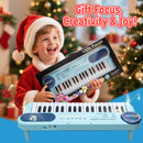 SaveJoy Blue Piano for 1-4 Year Old Kids, 37 Keys Electronic Keyboard Music Toy with Microphone & Stand, Portable Musical Gift for Toddlers