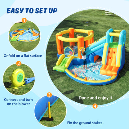SaveJoy Bounce House with Blower, Inflatable Water Silde for Kids, Jump House Outdoor Toys for Backyard, 93198T
