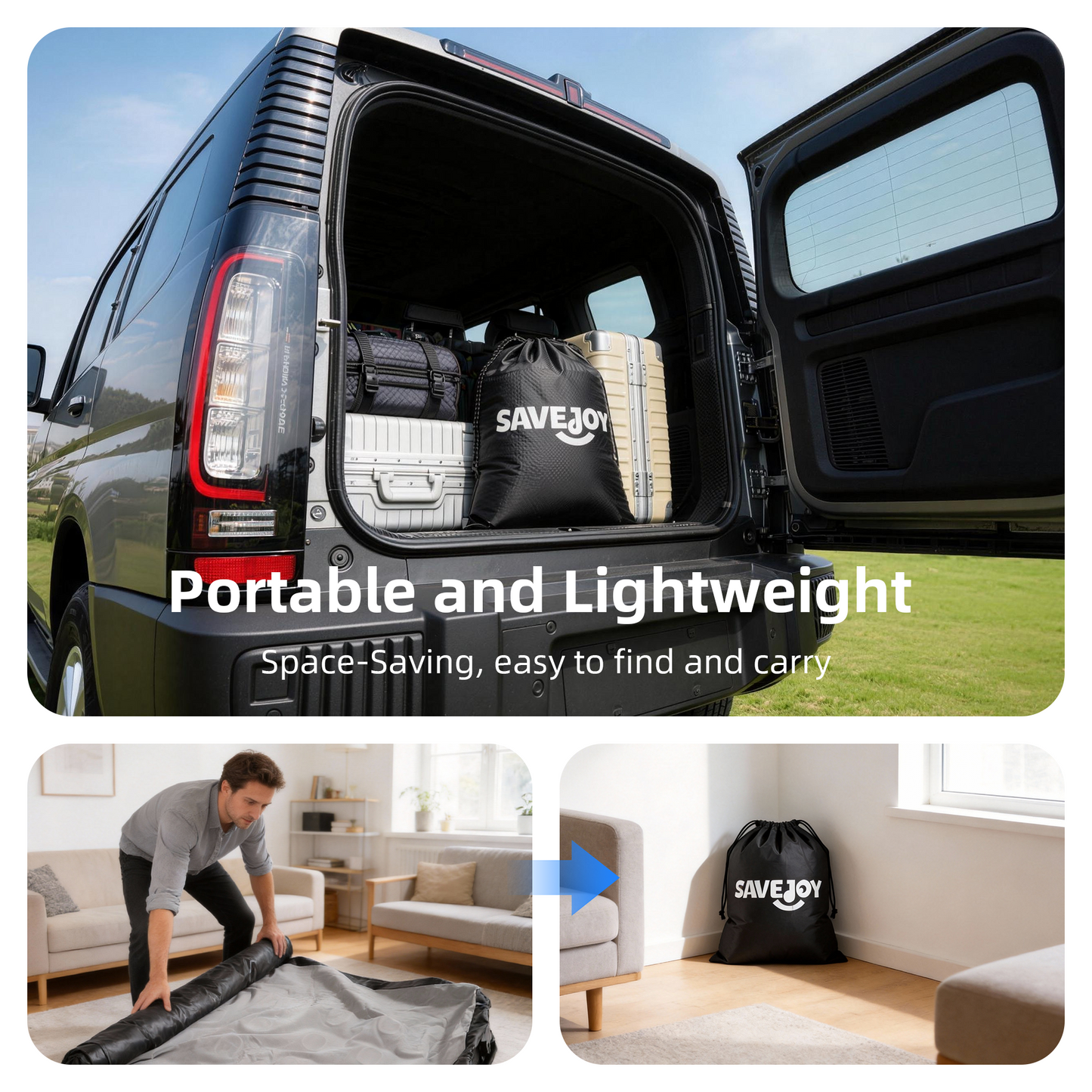 SaveJoy Queen Air Mattress with Built in Pump, 18‘’ Inflatable Mattress Blow up Air Bed for Camping, Home & Guests