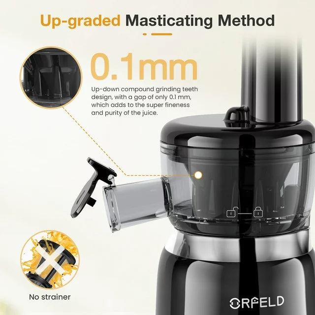 ORFELD Juicer Machine, Slow Masticating Cold Press Juicer for Fruits and Vegetables, BPA-Free, Black