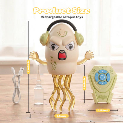 SaveJoy Baby Interactive Toy, Crawling Squid Toy with Mist Spray, Remote Control Dancing Toy with Lights & Music, Sensory Toy for Toddlers 3+