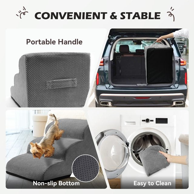 CAUTUM Dog Stairs 3 Tier Non-Slip Pet Stairs Dog Ramp for Couch and Bed, Dog Stairs for Small Pets Cats