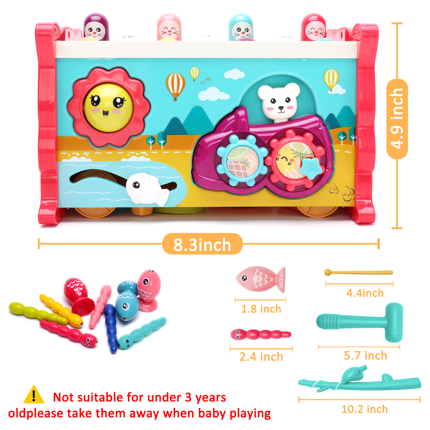 CAUTUM 8 in 1 Montessori Toddler Toys Baby Kids Toys for Ages 1-3 Girl&Boy Educational Learning Gift