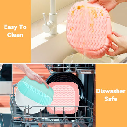 Air Fryer Silicone Liners, CAUTUM 2 Pack 8.3inch Reusable Baking Basket, Kitchen Airfryer Square Pot