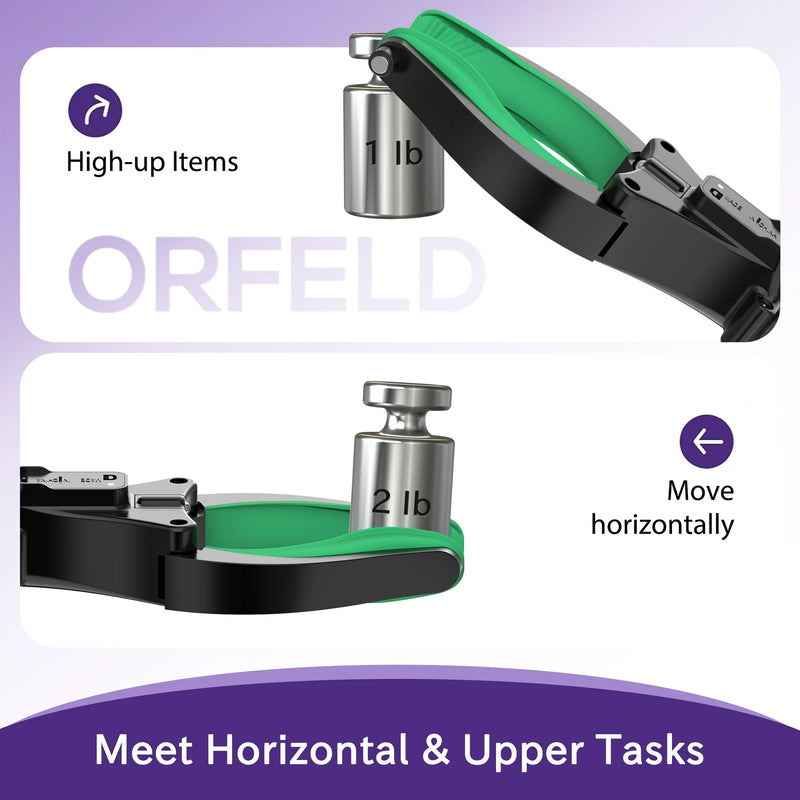 ORFELD Grabber Tool 32" Steel Magnetic Claw with LED Light, Lightweight Foldable Reacher Grabber Pickup Tool, Gripper Grabbers for Elderly Grab it Reaching Tool Trash Picker Grabber, Green