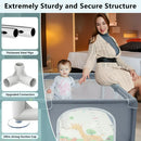 Baby Playpen with Mat, CAUTUM 79"x59" Extra Large Play Yard for Toddlers, Indoor & Outdoor Kids Activity Center with Safety Gates and Breathable Mesh, BPA-Free, Non-Toxic