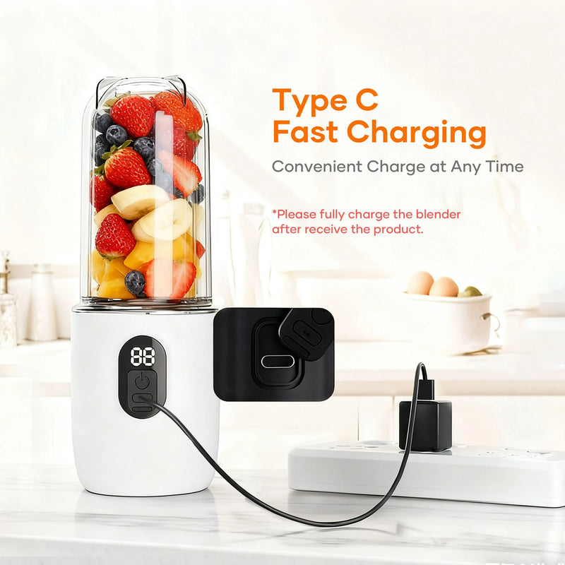 ORFELD Portable Blender with 16 Durable Stainless Steel Blades,17 Oz(500ml) Cordless Small Smoothie & Shake Maker,Use on a full charge 6~8 times,White