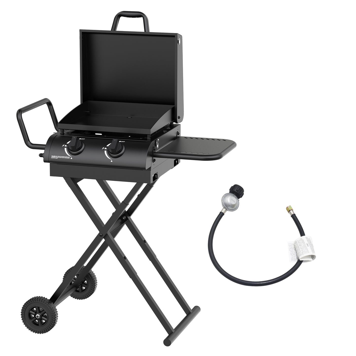 Hvoonc Portable Propane Gas Grill,17000BTUs Foldable Barbecue Grill with 2-Burner,Outdoor Grill for Backyard, Camping and Picnics,Black