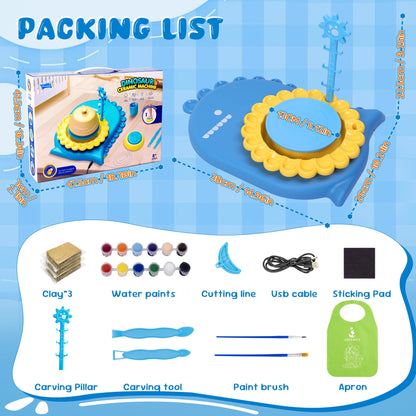 SaveJoy Pottery Wheel for Kids,Complete Pottery Painting Craft Kit,Arts and Crafts for Kids with Foot Pedal & Sculpting Tools Ages 8-12