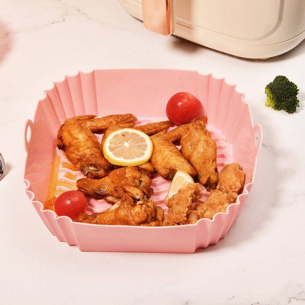 Air Fryer Silicone Liners, CAUTUM 2 Pack 8.3inch Reusable Baking Basket, Kitchen Airfryer Square Pot