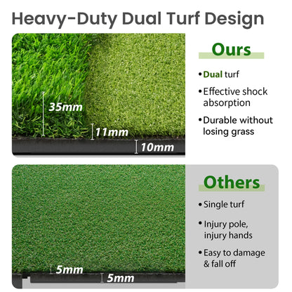 ORFELD 5.2 x 4 ft Golf Hitting Mat, 9-Hole Dual Turf Practice Mat with 18mm EVA Foam Base, Ball Tray, Alignment Guide, Indoor Outdoor