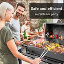 ORFELD Barbecue Grill Portable Charcoal Grill with 2 Foldable Side Tables, Outdoor BBQ with Bottom Storage Shelf