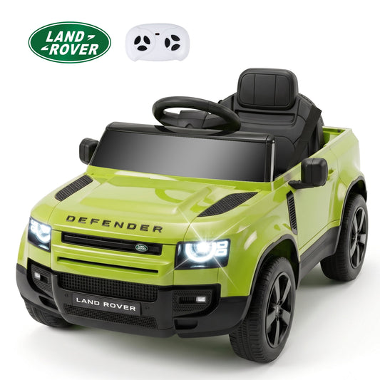 SaveJoy 12V Licensed Land Rover Defender Ride on Car, Electric Truck for Kids with 2.4G Remote Control, 3-Point Belt, Spring Suspension, Bluetooth, Green