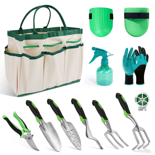 ORFELD 11 PCS Durable&Ergonomic Garden Tools Set ,Heavy Duty Gardening Tools Gardening Gifts for Women, Men