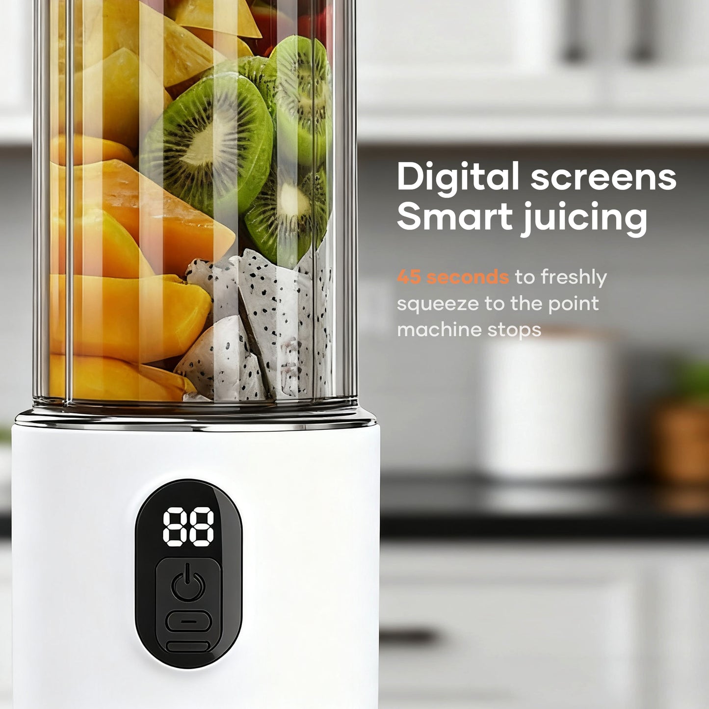 ORFELD Portable Blender with 16 Durable Stainless Steel Blades,17 Oz(500ml) Cordless Small Smoothie & Shake Maker,Juicer for Outdoors,Camping,White
