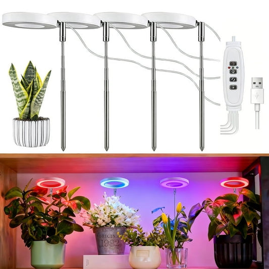 ORFELD 4PCS LED Growing Light for Indoor Plants, Full Spectrum Desk Growth Lamp & Height Adjustable, Plant Grow Light 9 Dimmable Brightness for Small Plants，White