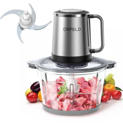 ORFELD Meat Grinder Electric Food Chopper, 2 Speeds Meat Chopper 8 Cup Food Processor New, Silver