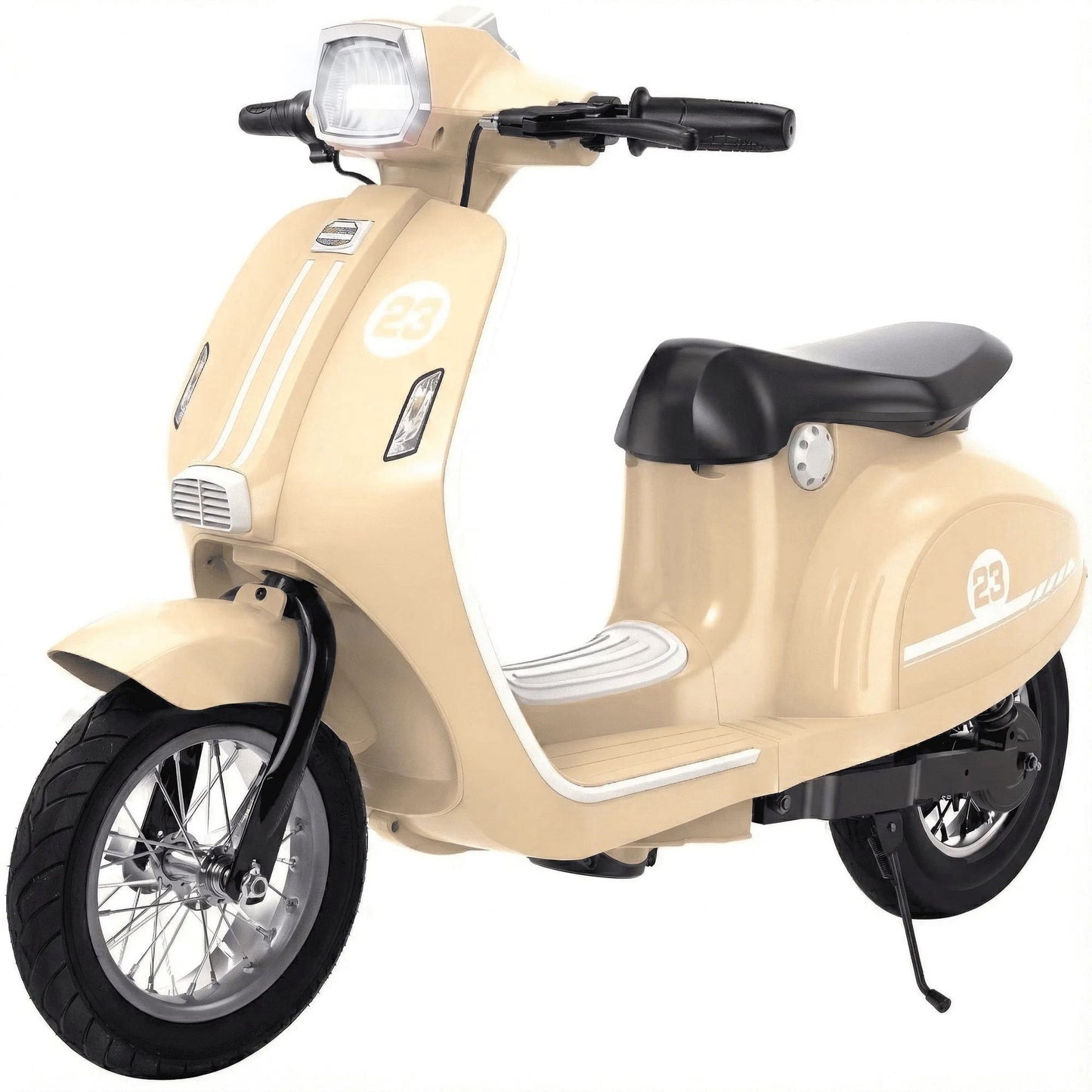 SaveJoy 24V Motorcycle for Kids Ages 8+ Retro Ride on Toys , LED Light-Up Electric Ride On Car,Durable Outdoor Gift for Boys & Girls, Beige
