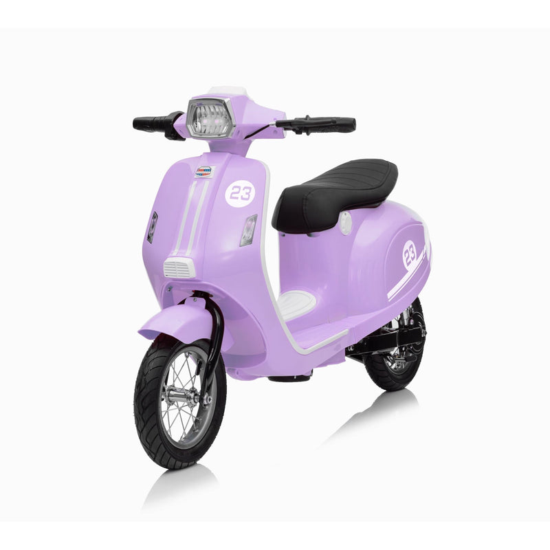 SaveJoy 24V Retro Ride-On Motorcycle for Kids Ages 8+, LED Light-Up Electric Scooter Toy,Durable Outdoor Gift for Boys & Girls