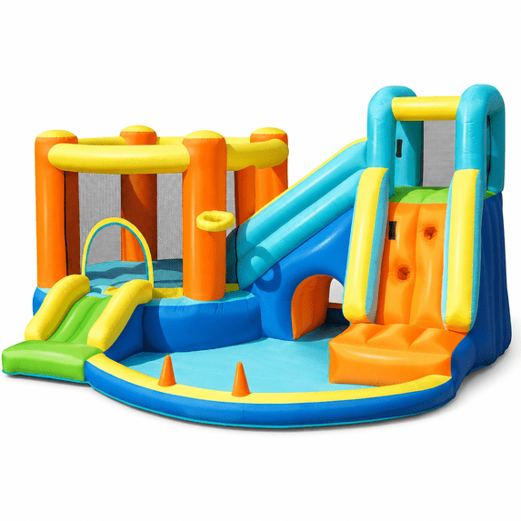 SaveJoy Inflatable Bounce House for Big Kids 3-8, Large Bouncy Castle House with Blower, Indoor outdoor Commercial Blow up Jumping Castle with Slide