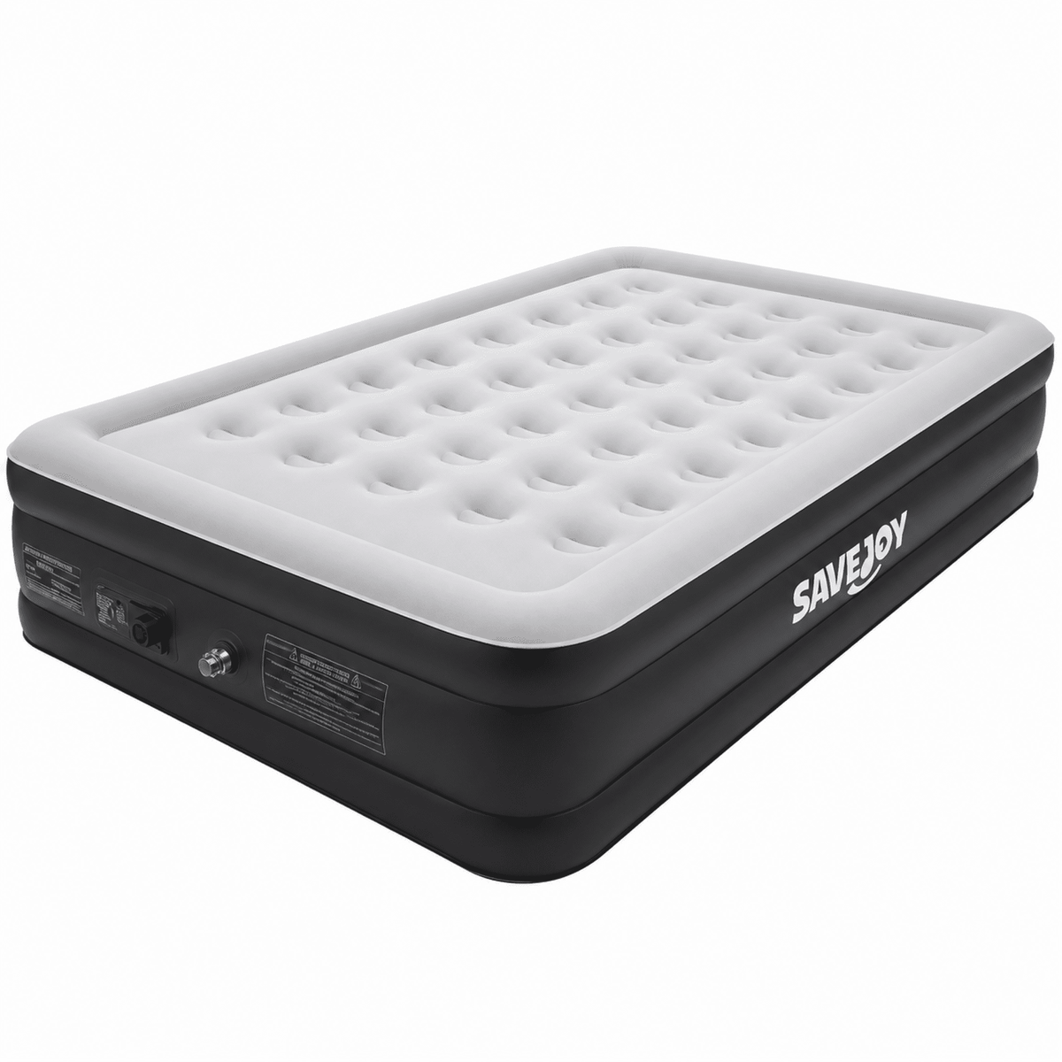 SaveJoy Queen Air Mattress with Built-in Pump, 18" Elevated Blow Up Bed for Home & Overnight Guests, Inflatable Mattress 2-Person Blow Up Air Bed with Flocked Top