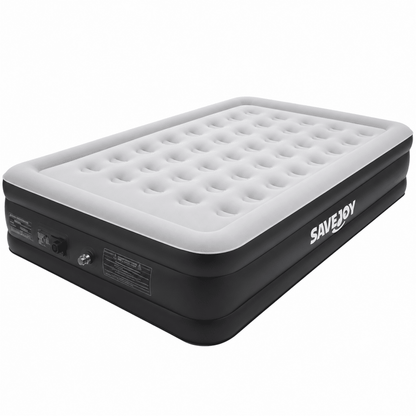 SaveJoy Queen Air Mattress with Built-in Pump, 18" Elevated Blow Up Bed for Home & Overnight Guests, Inflatable Mattress 2-Person Blow Up Air Bed with Flocked Top
