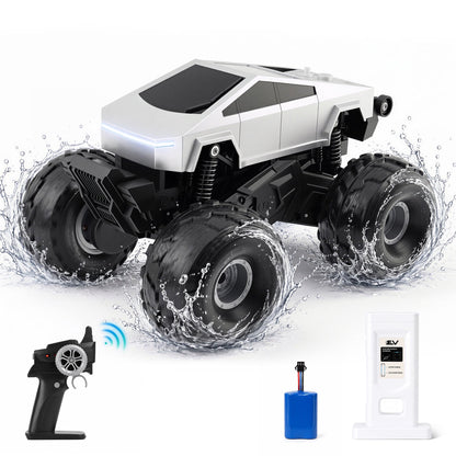 SaveJoy Cyber Remote Control Car with Charging Station, 1:20 4WD Amphibious RC Monster Truck, Waterproof Toy Gift for Boys 6-12