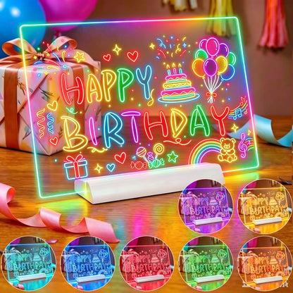 SaveJoy Led Drawing Board with 7 Light Effects, 12'' Rechargeable Glow Doodle LED Note Board, Neon Light Up Drawing Tablet Gifts for Kids Toddlers
