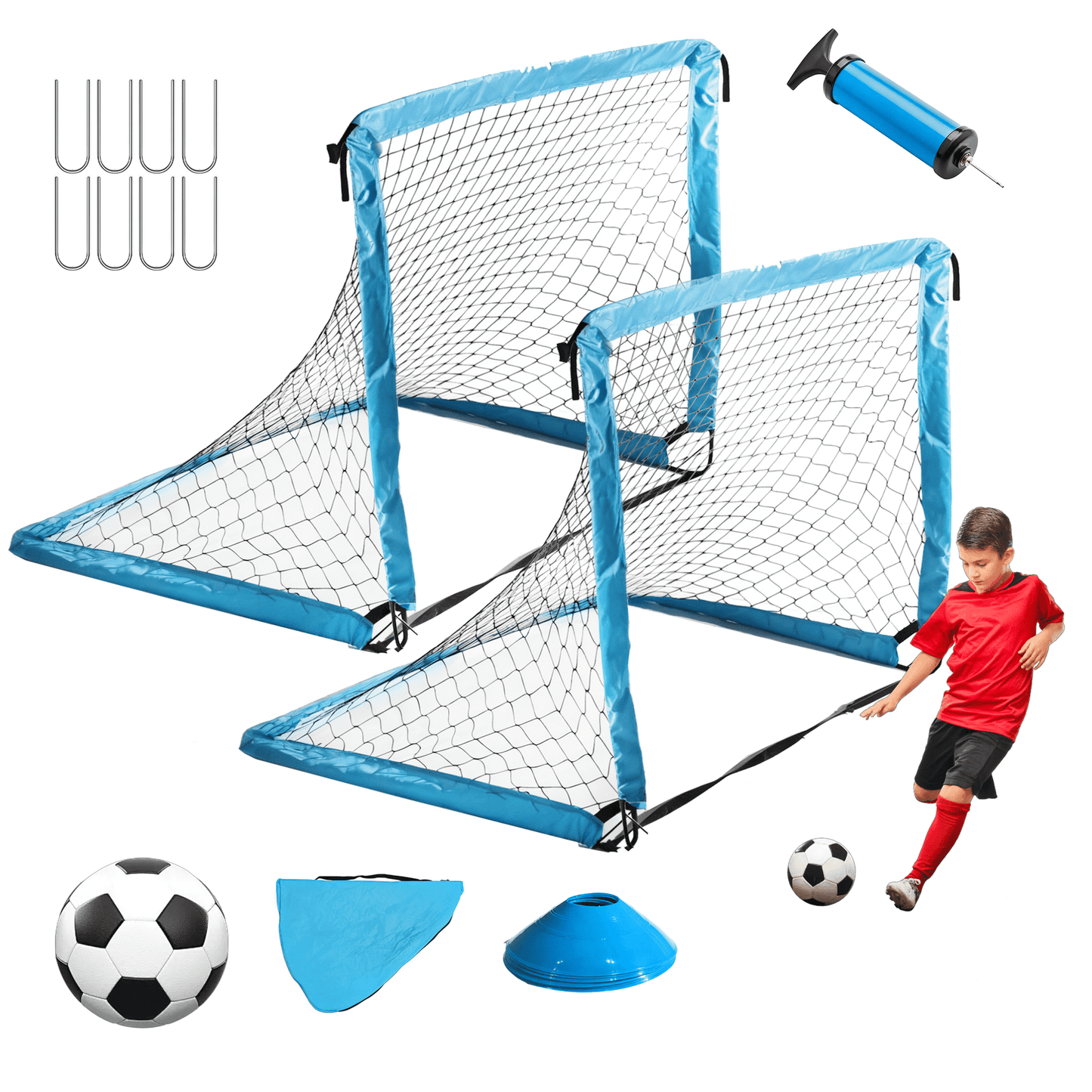 SaveJoy Soccer Goal for Kids, 2 pack 4'x3' Soccer Nets for Backyard, Portable Soccer Goal Training Equipment for Indoor or Outdoor Sports Games