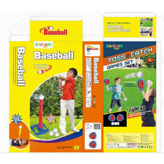 SaveJoy 2-in-1 T-Ball Set and Toss Game for Kids, Toddler Baseball Set for Age 1-3-6 Boys Girls, Outdoor Toys Toss and Catch Ball with 7 Balls