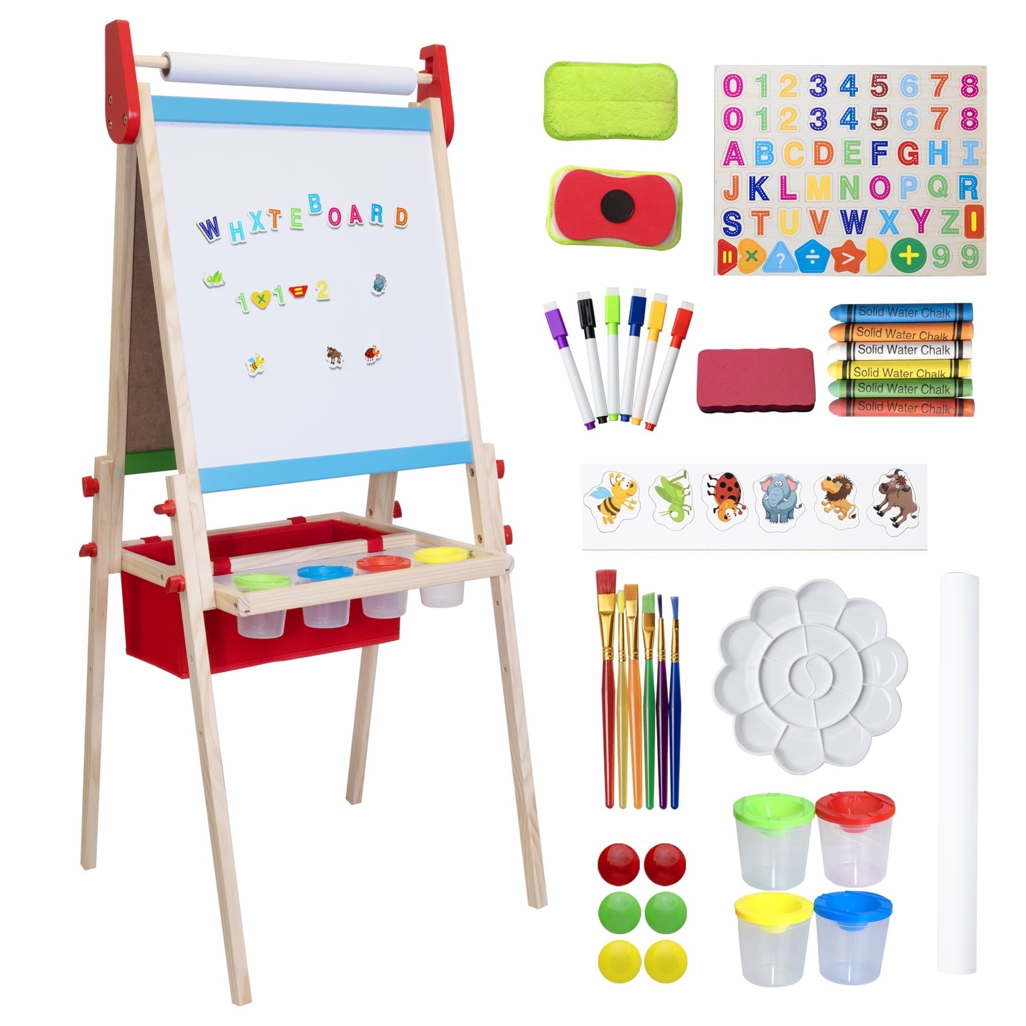 SaveJoy 3-in-1 Wooden Double Sided Kids Art Easel,Magnetic