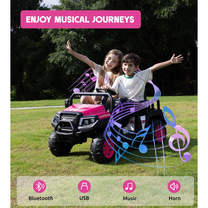 SaveJoy 24V 4 Seater Powered Ride on Car with Parent Remote Control, Electric Car Ride on Toys, Ages 3-8 Gifts
