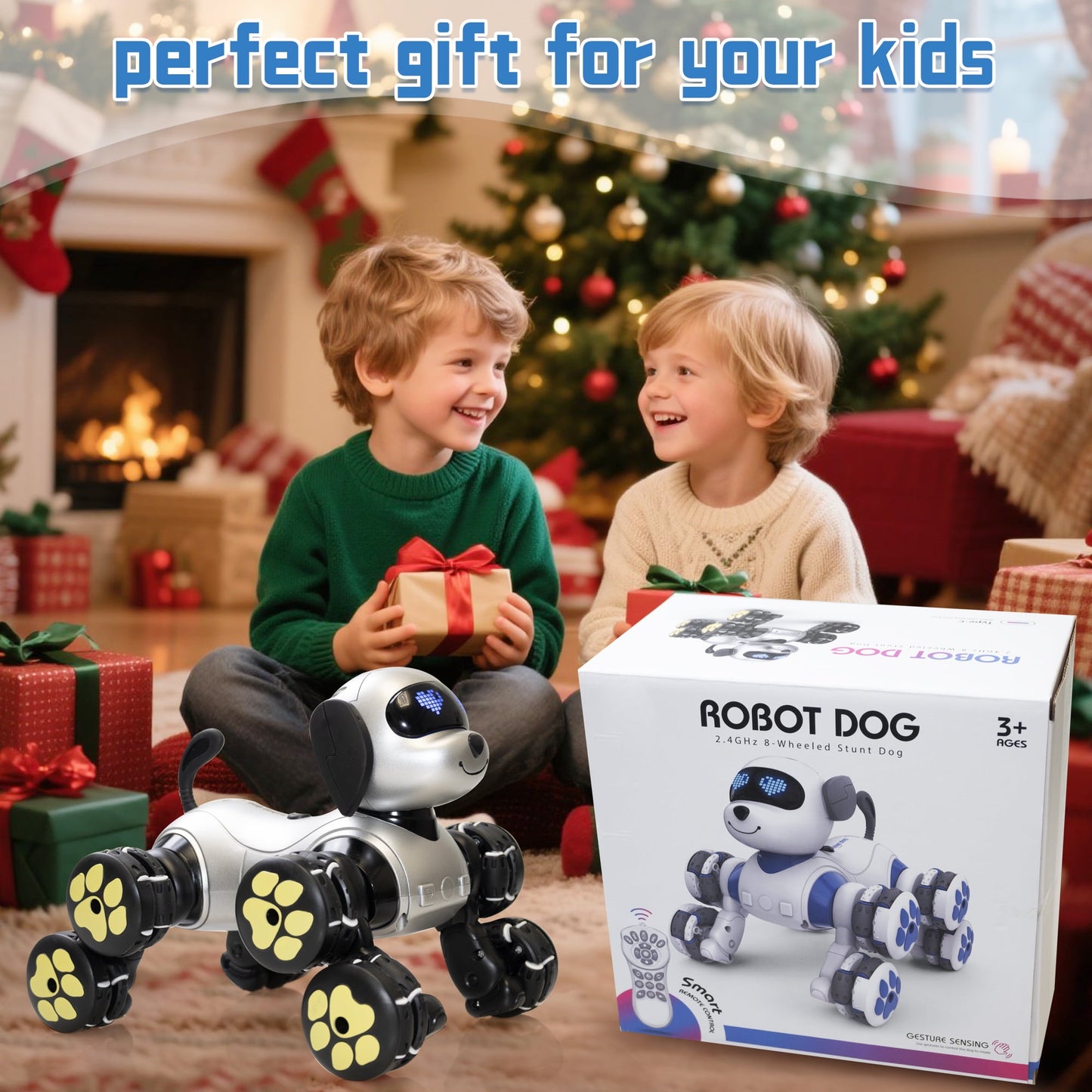 SaveJoy Remote Control Smart Dogs with Infrared Gesture, Interactive Toy Robot Dog, Toy Puppy RC Pets Electric Toys for Boys Girls Toddlers Age 3+