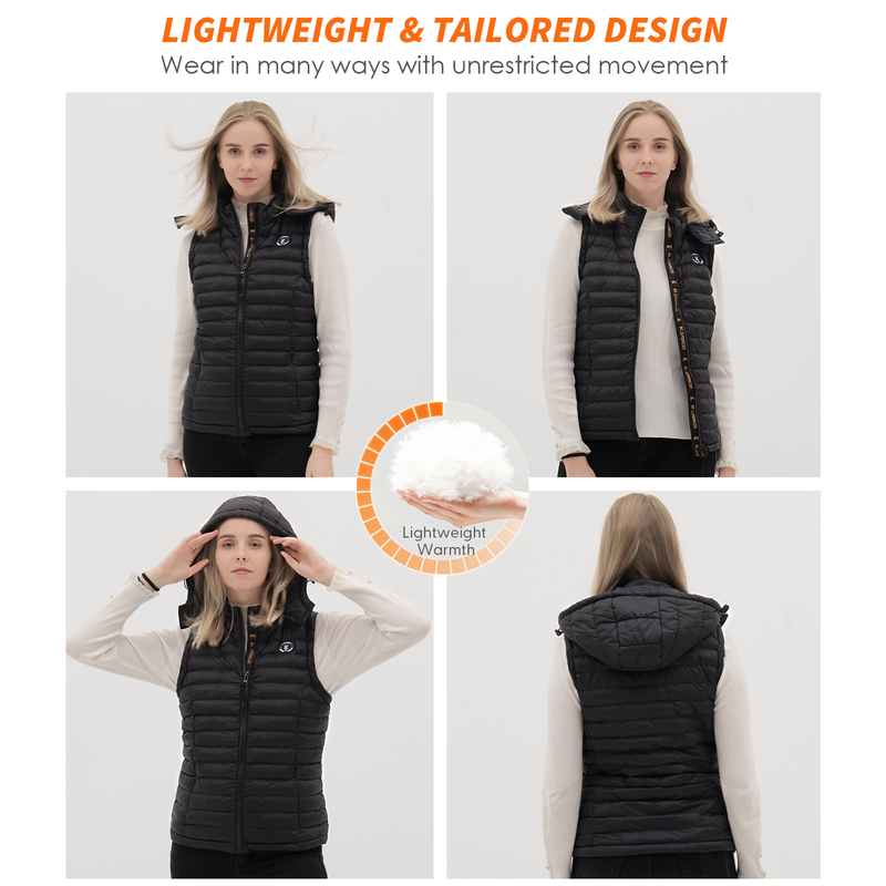 Women's Heated Vest with Battery Pack (Black,M)