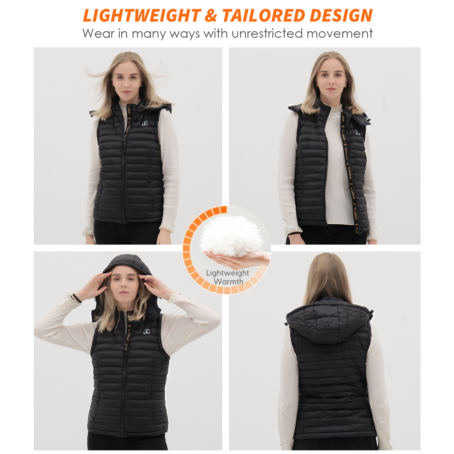 Women's Heated Vest with Battery Pack (Black,XL)