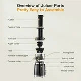ORFELD Juicer Small Masticating Juicer for Fruits and Vegetables Powerful Juice Extractor Machine Compact Size and Space-Saving (Updated)