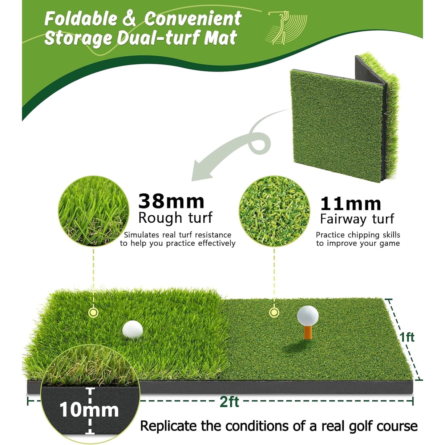 ORFELD Golf Net with Practice Mat, Golf Hitting Aid Nets 10x7FT for Backyard Driving Chipping Training Swing, Gifts for Men Dad and Golfer