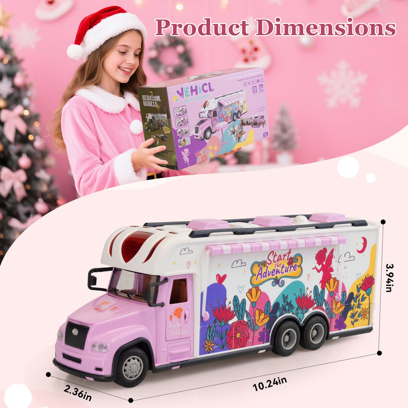 aveJoy Remote Control Cars, RC Car Recreational Vehicle, Toys Campervan RC Motorhome for Kids Boys Girls, with Playset, Pink