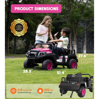 SaveJoy 24V 4 Seater Powered Ride on Car with Parent Remote Control, Electric Car Ride on Toys, Ages 3-8 Gifts