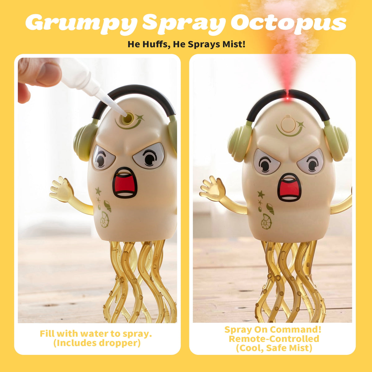 SaveJoy Baby Interactive Toy, Crawling Squid Toy with Mist Spray, Remote Control Dancing Toy with Lights & Music, Sensory Toy for Toddlers 3+