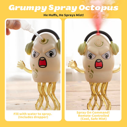 SaveJoy Baby Interactive Toy, Crawling Squid Toy with Mist Spray, Remote Control Dancing Toy with Lights & Music, Sensory Toy for Toddlers 3+