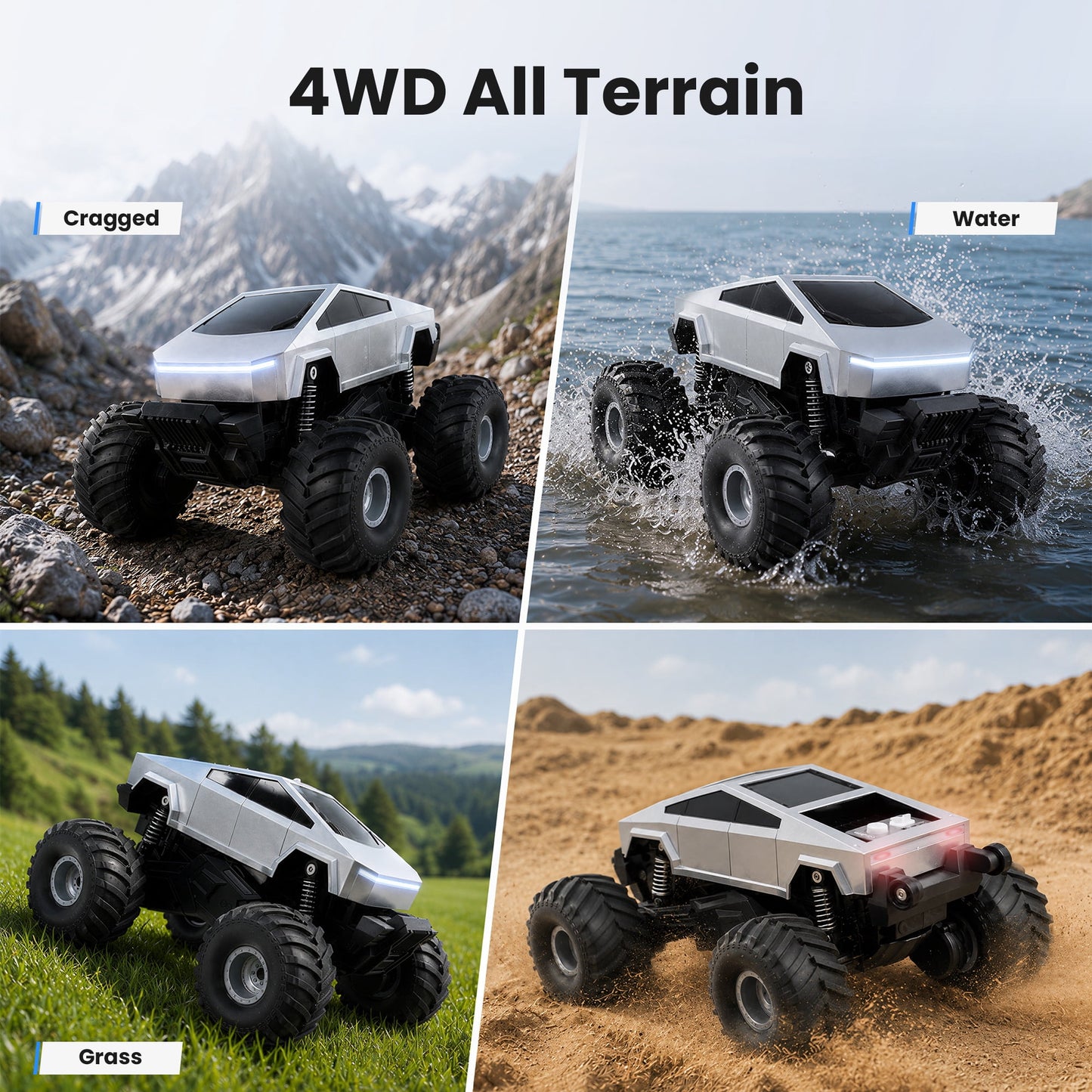 SaveJoy Cyber Remote Control Car with Charging Station, 1:20 4WD Amphibious RC Monster Truck, Waterproof Toy Gift for Boys 6-12