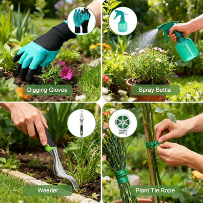 ORFELD 11 PCS Durable&Ergonomic Garden Tools Set ,Heavy Duty Gardening Tools Gardening Gifts for Women, Men