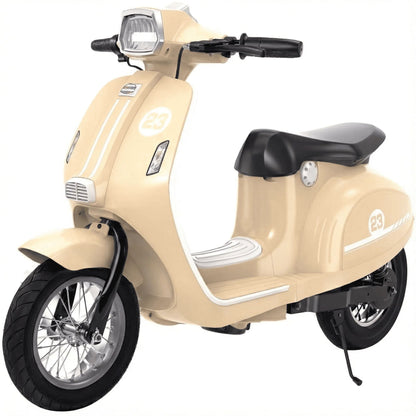 SaveJoy 24V Motorcycle for Kids Ages 8+ Retro Ride on Toys , LED Light-Up Electric Ride On Car,Durable Outdoor Gift for Boys & Girls, Beige
