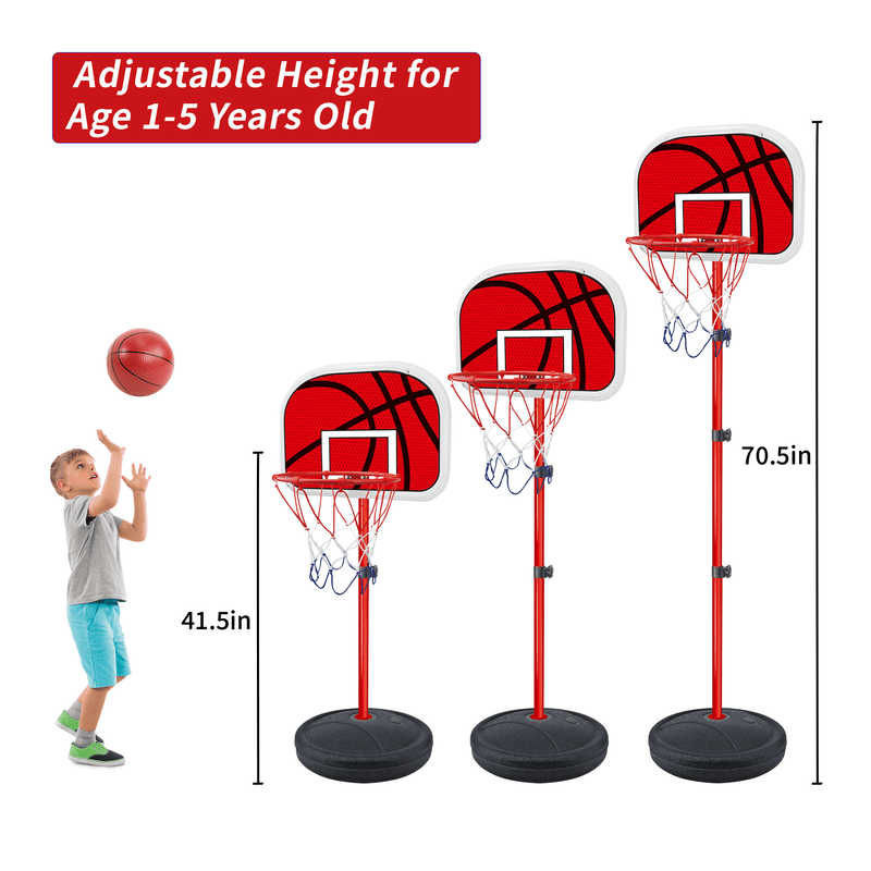 SaveJoy Basketball Hoop for Kids, Adjustable Indoor Basketball Hoop for Age 2-5-8